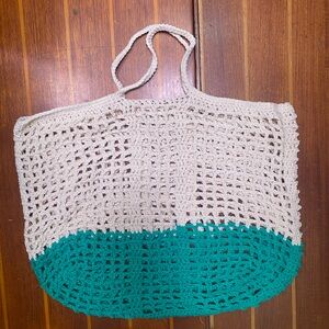 Crocheted cotton beach bag